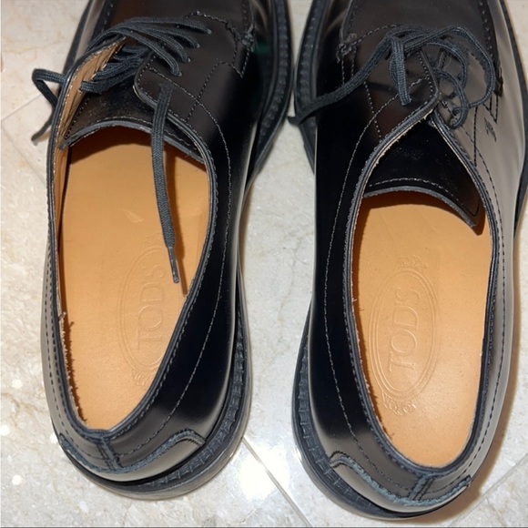 Men’s Tods Derby shoe black leather made in italy size 9 - Picture 2 of 13